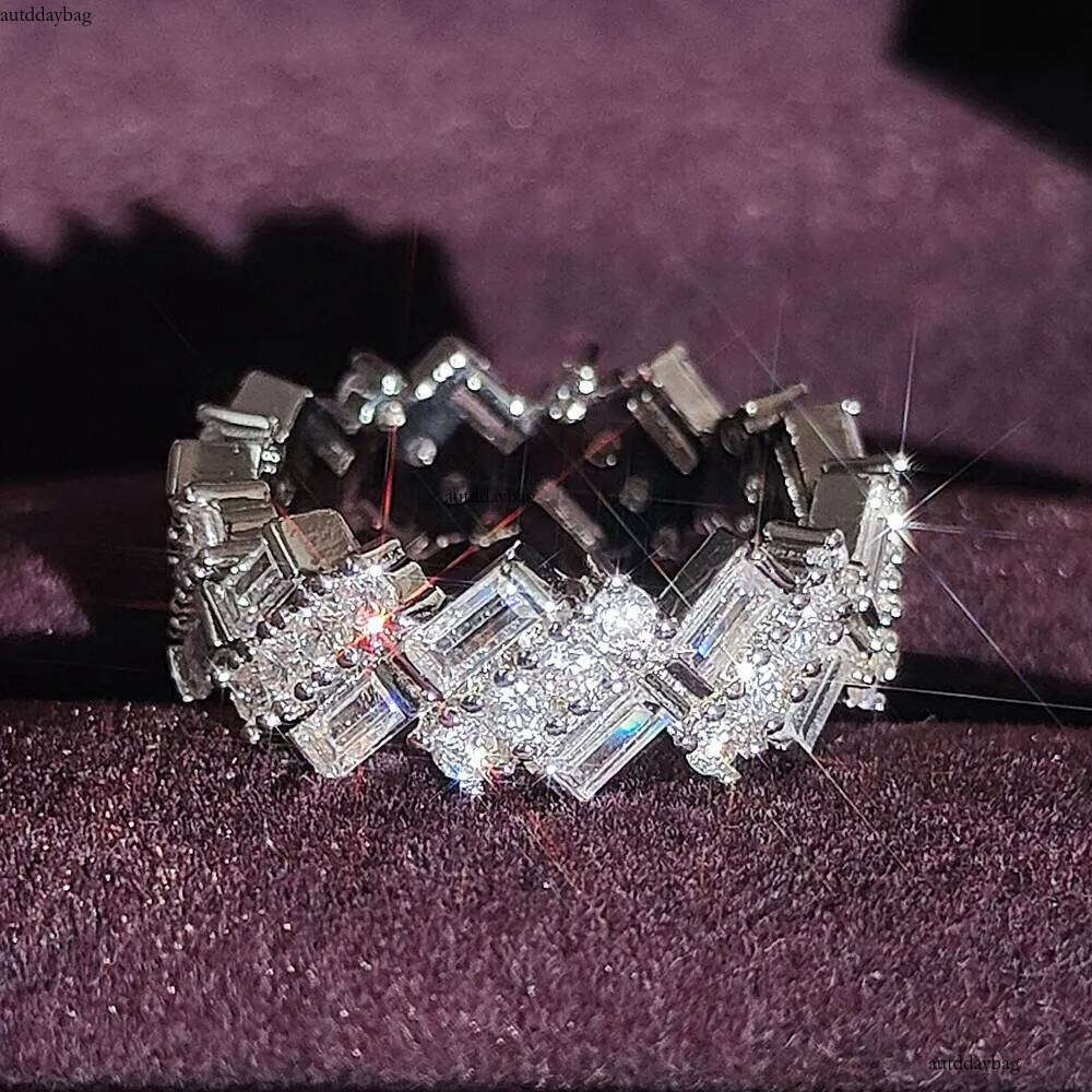 2025 Choucong Handmde Elegant Ins Top Sell Jewelry Sterling Sier Fill Baquette Cut 5A Cubic Zircon CZ Dia Party Eternity Women Wedding Ring Gift