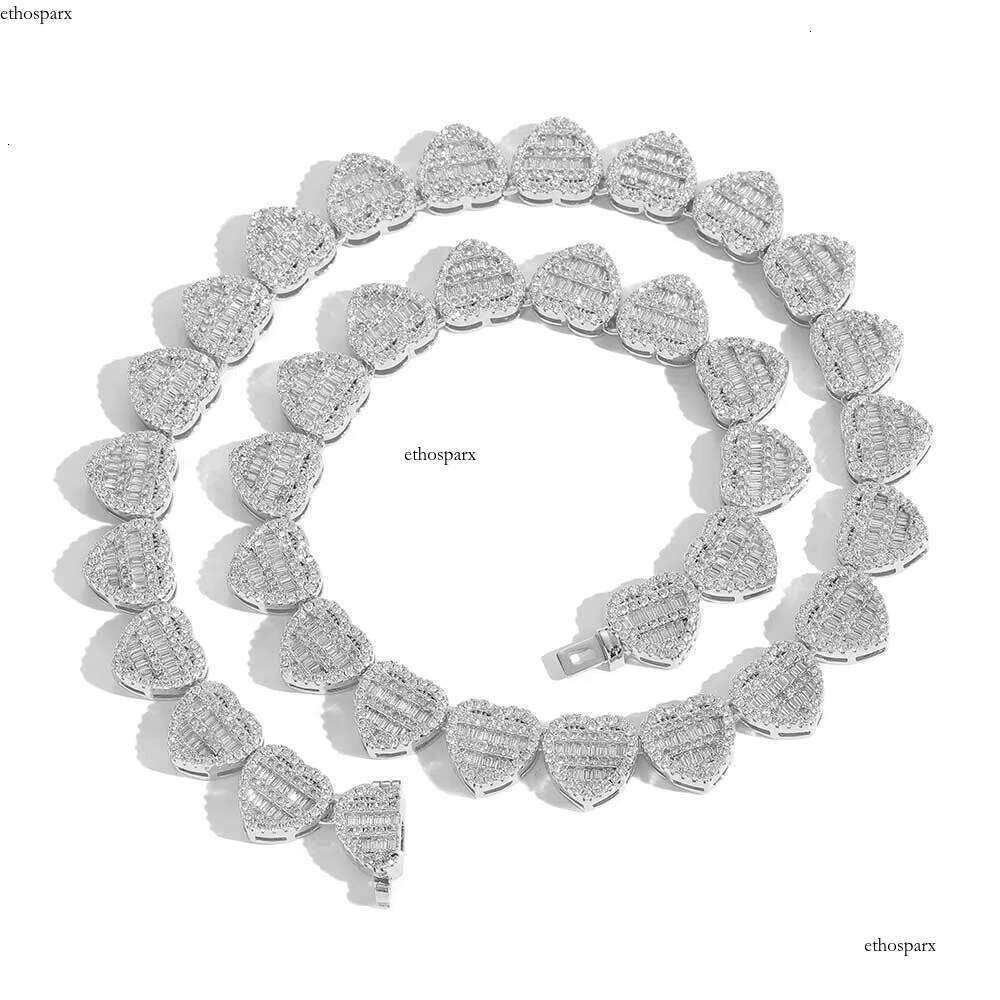 12mm High Quality VVS1 Moissanite Clustered Sterling Sier Heart Shape Dia Tennis Chain for Women