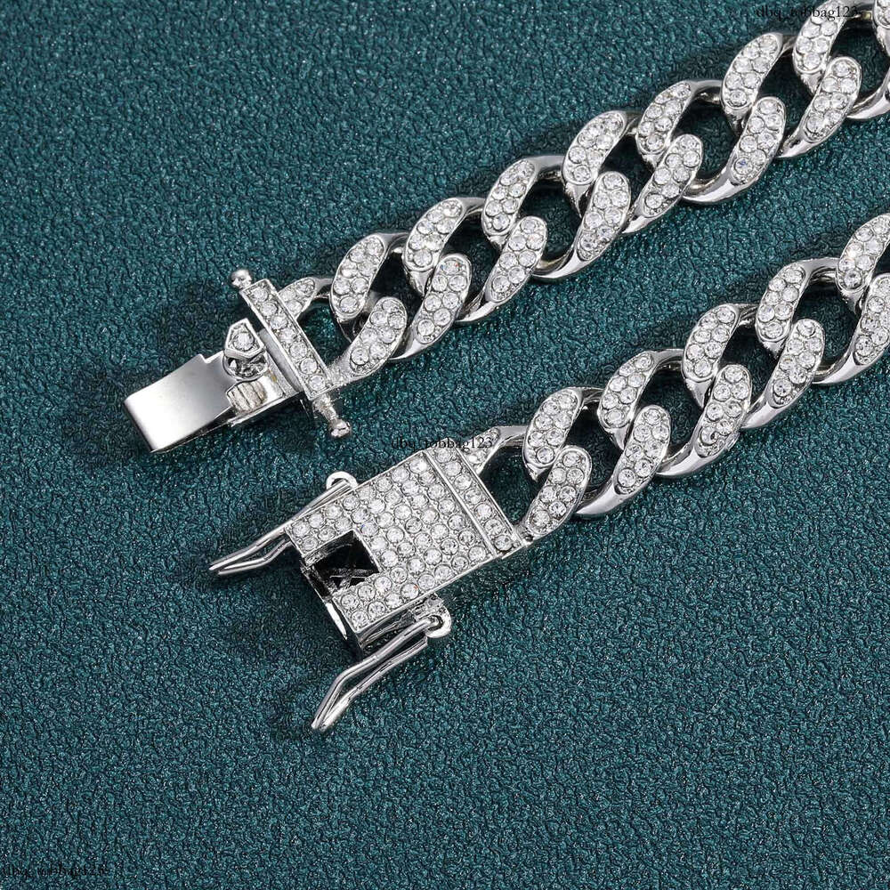13mm Full Dia Cuban Chain Classic Alloy Personality Trendy Men's Hip Hop Bracelet