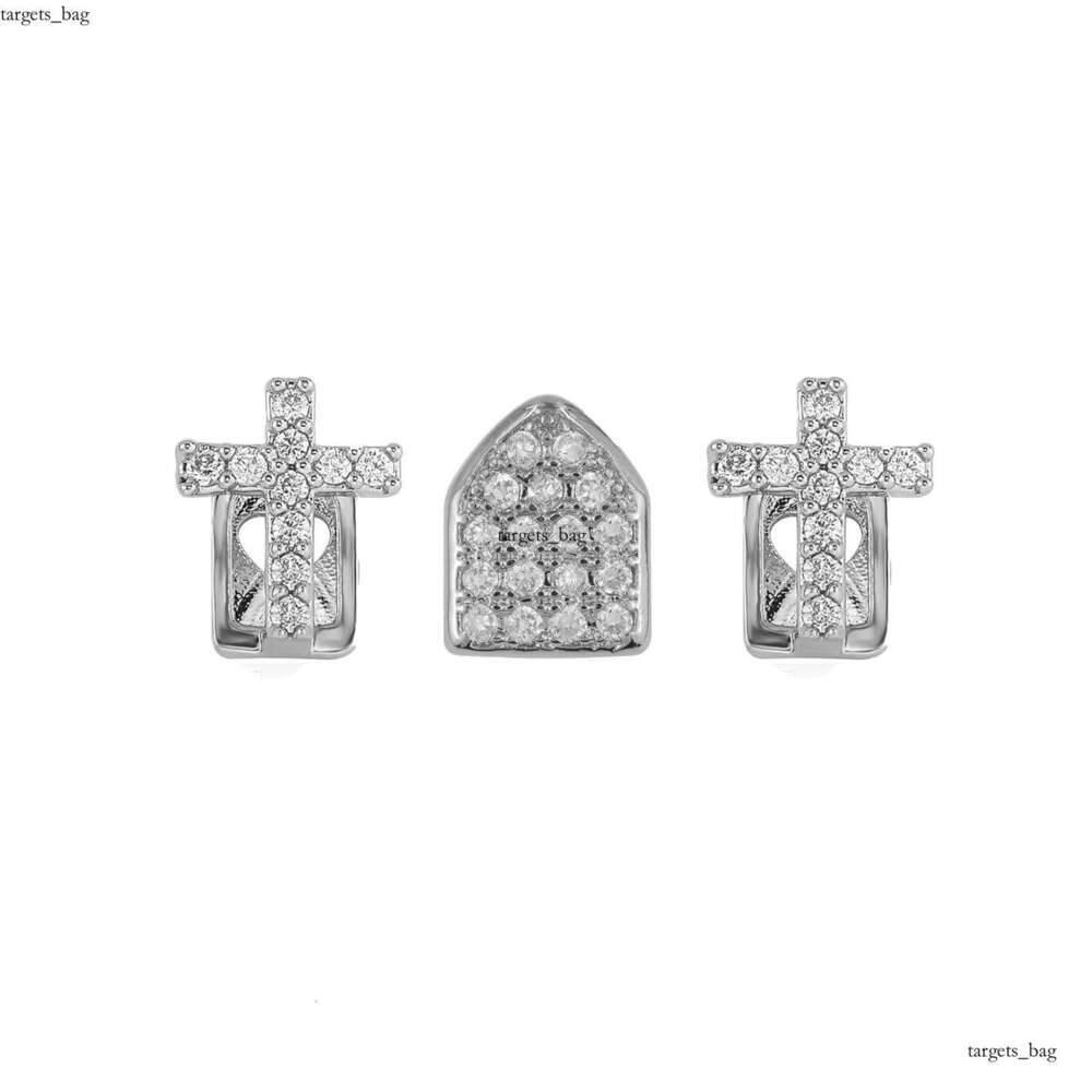 Hip-Hop TEMU Glossy Gold Heart Cross Star Teeth Set Personalized Grillz