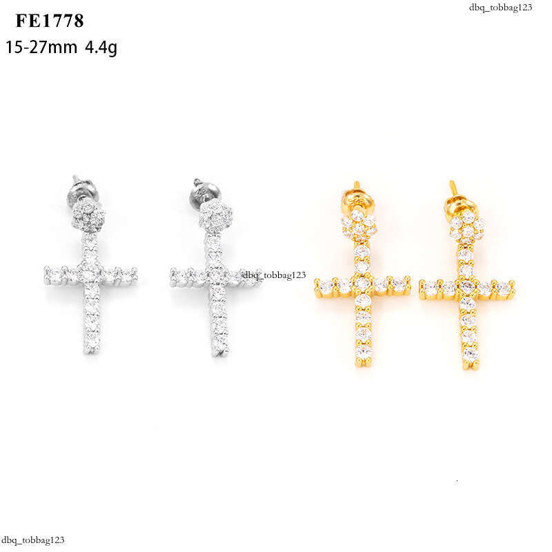 ICED OUT New Full Dia Sier Cross Fashion Micro Pave Zircon Earrings Hip Hop Ear Jewelry