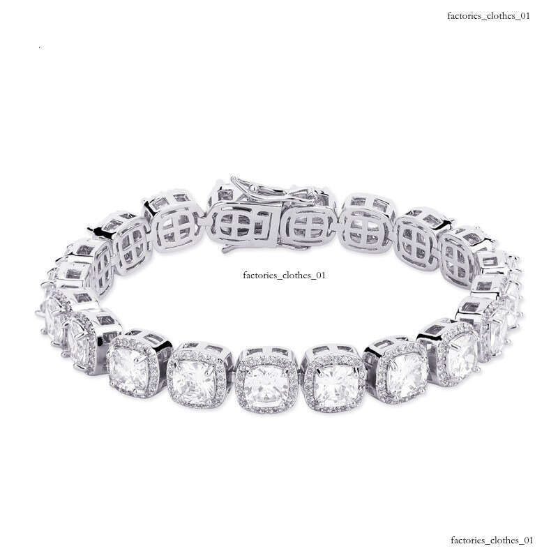 Hip Hop Men's Necklace Full Dia 10MM Square Ice Sugar Chain Inlaid Moissanite chain Bracelet Personality Trendy Jewelry