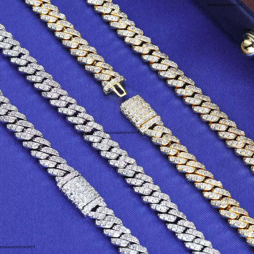 NUOYA Hip Hop Sier Iced Out Link Pass Dia Test Custom 6mm Width 1 Row Cuban Chain Moissanite Bracelet