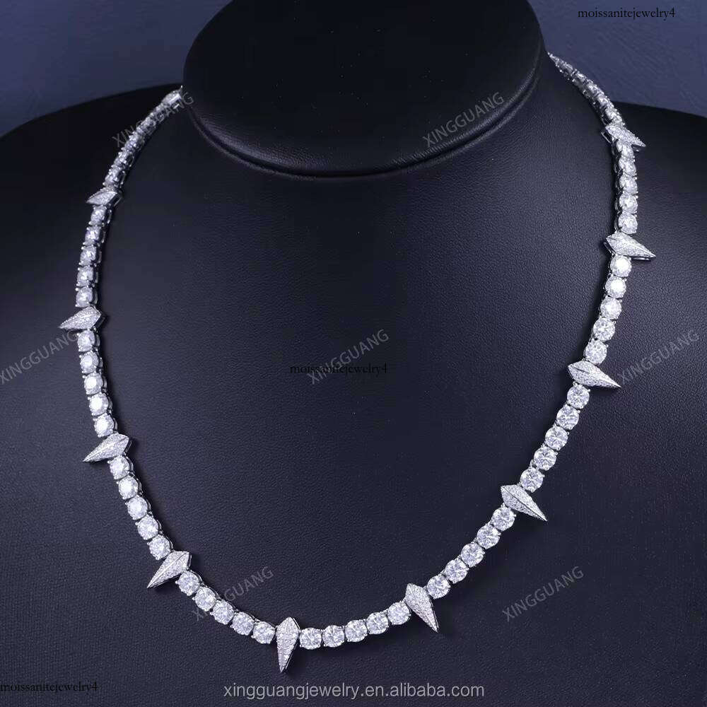 XG Fancy Tennis Pass Dia Tester Sier Vvs Moissanite Chains Fine Jewelry Necklaces