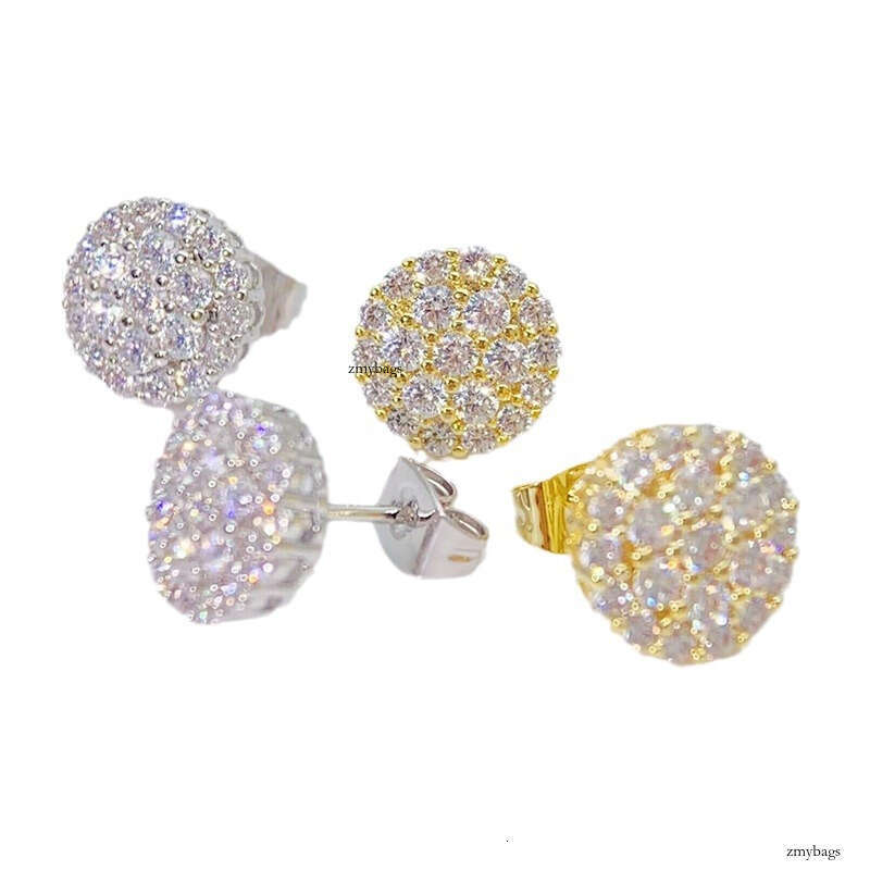 Hot-Selling Hip-Hop Micro-Inlaid Zirconia Stud Hiphop Trendy Full Dia Electroplated Earrings New Ear Jewelry