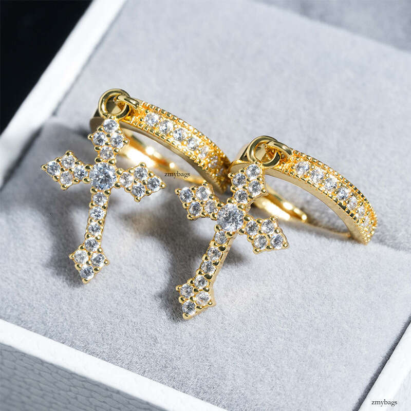 ICED OUT Cross Zircon Earrings for Women Fashionable Exquisite High-end Versatile Accessories