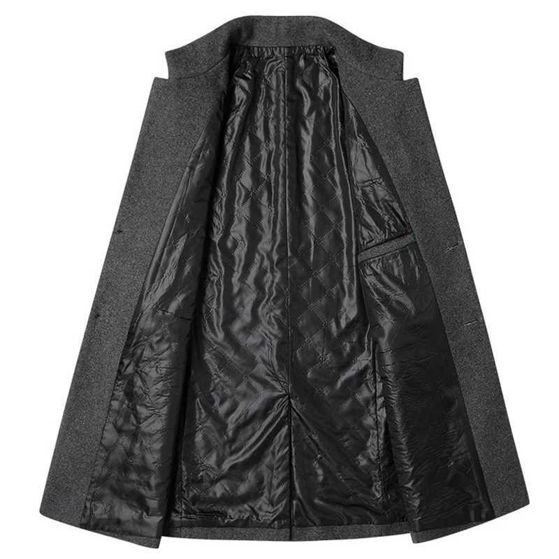 Autumn Winter Mens Wool Jackets Mens Long Windbreaker Trench Coats Man Solid Color Turn-Down Collar Business Jackets Clothing XJ250809