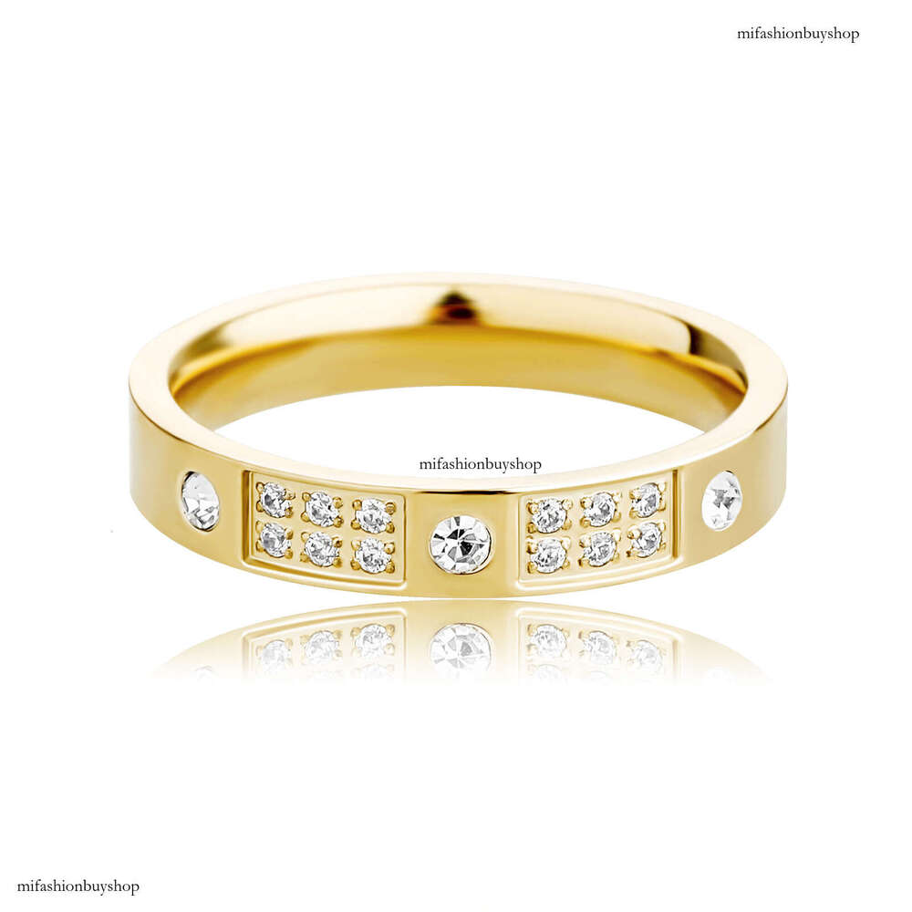Minimalist Style Non-Fading Titanium Steel Inlaid Diamond Ring for Women INS Trendy Couple Rings