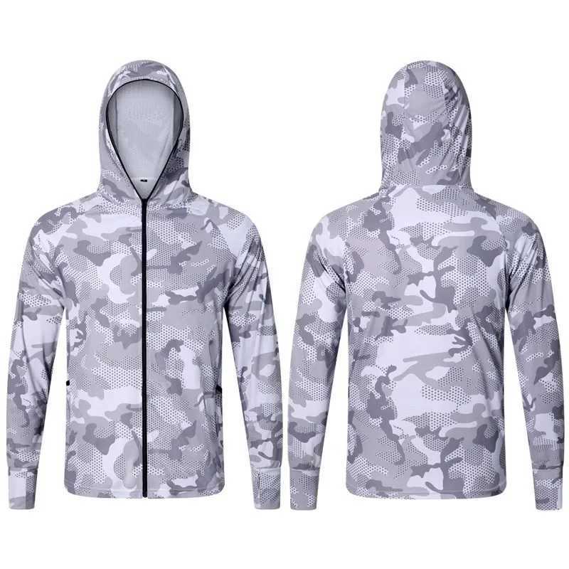Mens Sunscreen Breathable Windbreaker Jacket Quick Dry Thin Camouflage Hooded Fishing Hunting Clothing Casual Zip Long Sleeve W250809