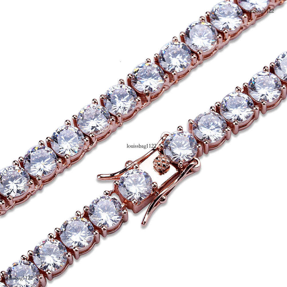 Real Gold Plated Micro Paved Moissanite chain 6mm Tennis Necklace Hip Hop Personality Jewelry Bracelet
