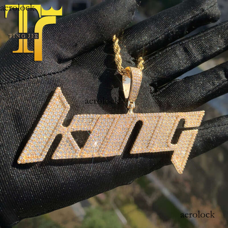 Hip-Hop Blade Combination Sterling Silver Inlaid Moissanite chain Full Dia Number Letter DIY Splicing Pendant Necklace