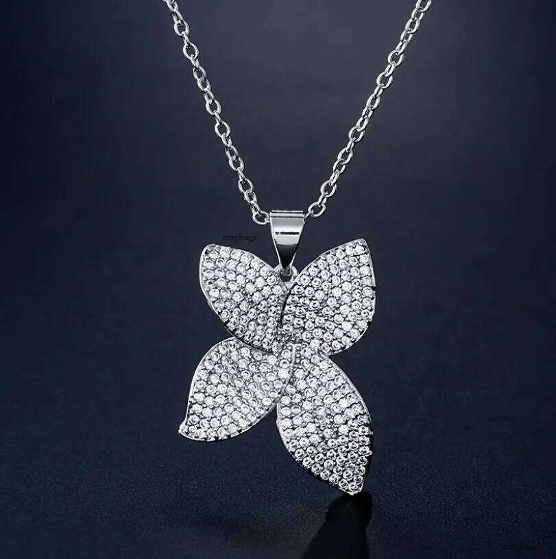 2024 Choucong Brand Desginer Bow Pendant Stunning Jewelry Gold Fill Pave White Sapphire Dia Gemstones Party Wome Flower Clavicle Necklace