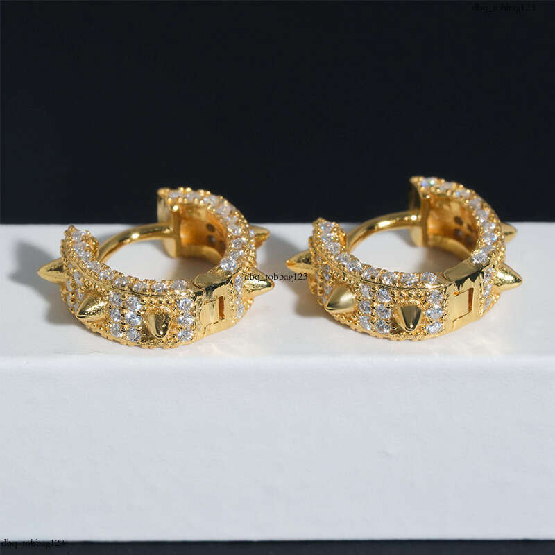 Hip Hop Sier Moissanite Stud Geometric Shape Unisex Earrings