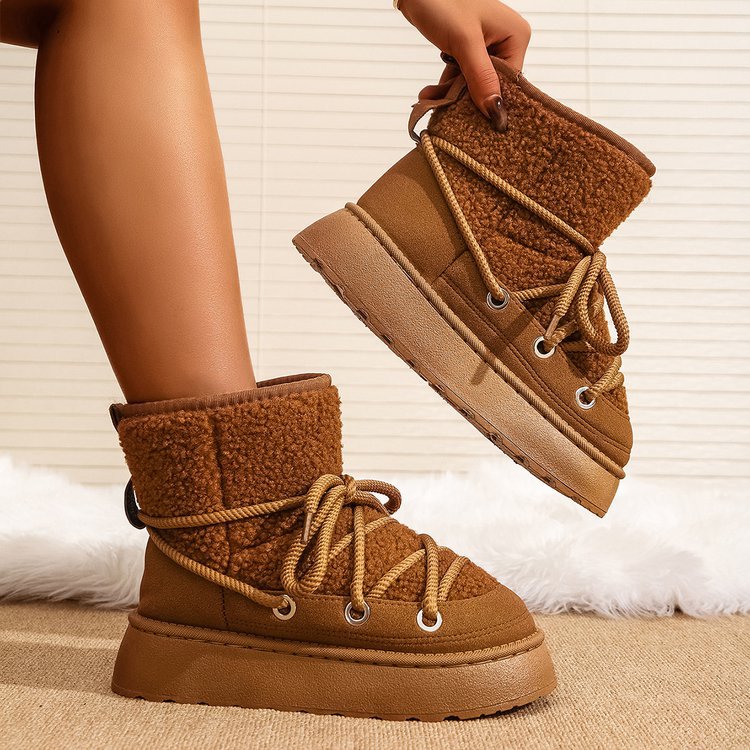 Designer shoes free shipping new Outdoor trainer winter plush thick platform snow boots for women's keep warm fashion short boots black white