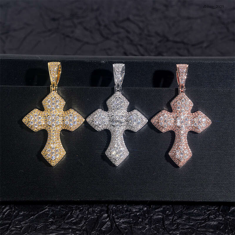 Micro-inlaid Moissanite chain Cross Pendant Hip Hop Fashion Versatile Men's Necklace Accessory 111