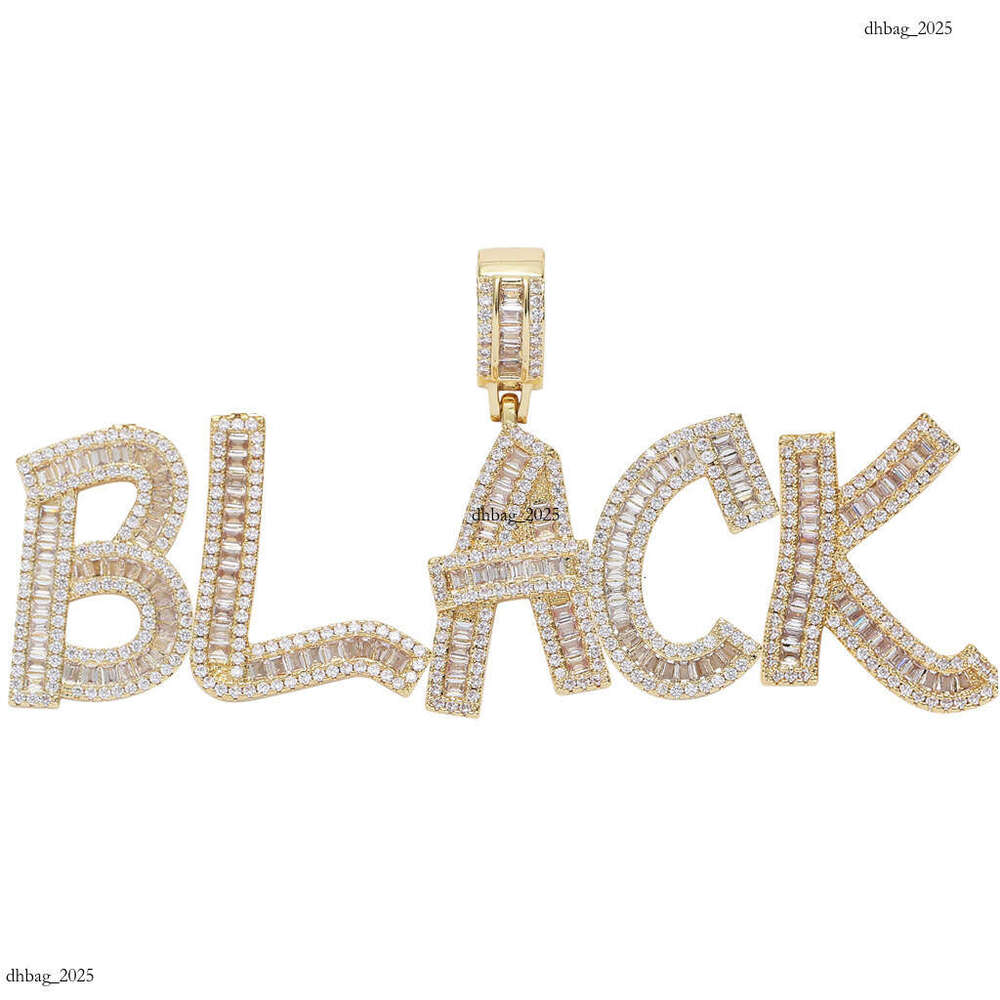 Hip Hop Necklace for Men Square Moissanite chain Letter 26 Letters Cubic Moissanite chain Custom Free Combination