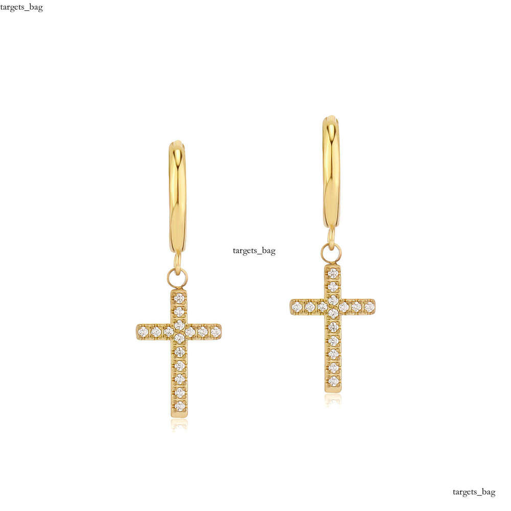 Fashion Sterling Silver Zircon Cross Simple Personality Drop Earrings for Men and Women
