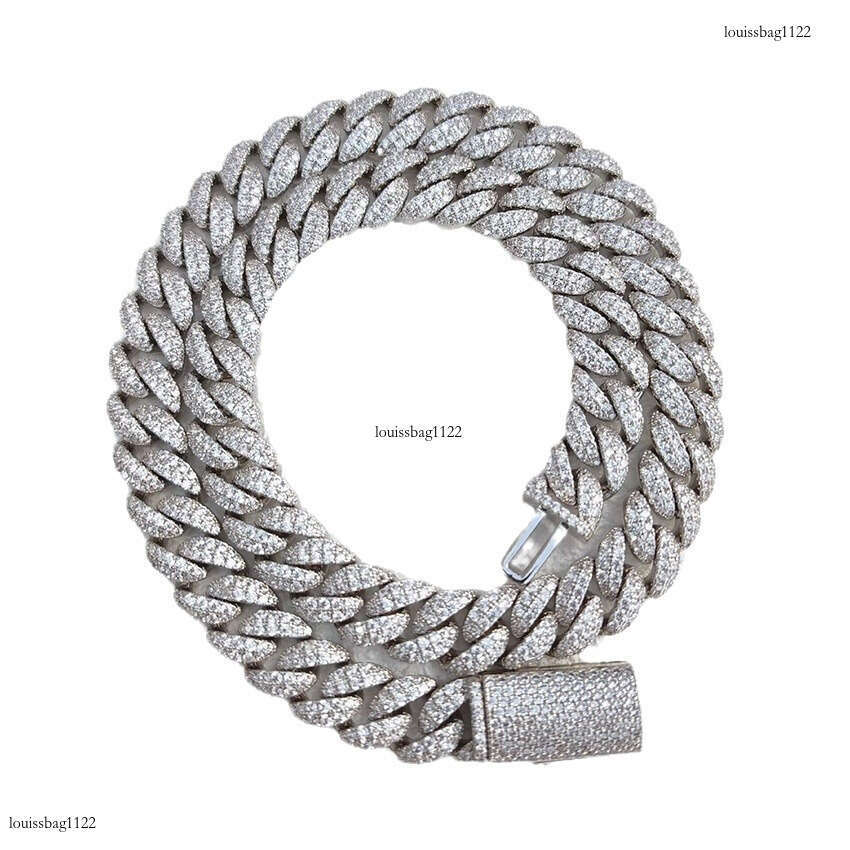 12mm Full Dia Cuban Necklace for Men Fashionable Versatile Moissanite chain Inlaid Hot Selling Factory 111