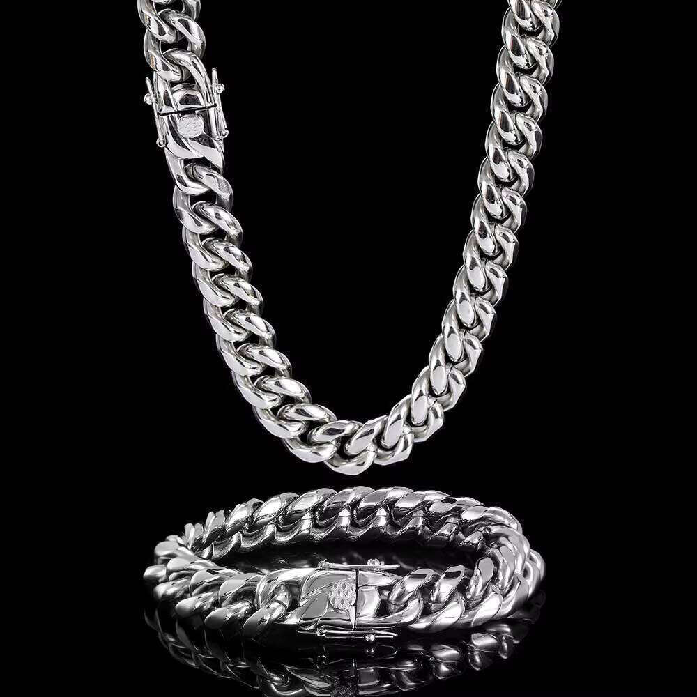 NUOYA 10mm Stainless Steel Link Unisex Gold Plated Hip Hop Cuban Chain Bracelet for Men and Women Party Gift