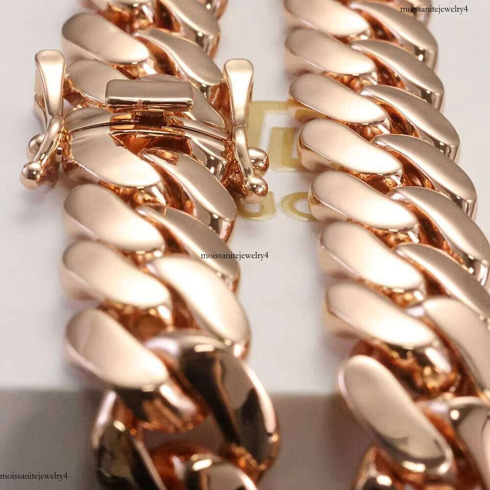 NUOYA 22mm Cuban Link Men Women Hip Hop Jewelry Rose Gold Plated Brass Bracelet Fine Chain Gift