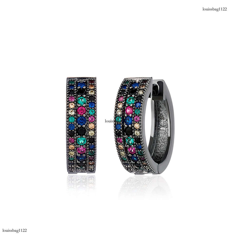 Hoop Micro Paved Colorful Zircon Individually Packaged Exquisite Hip-Hop Unisex Earrings Gold Australia