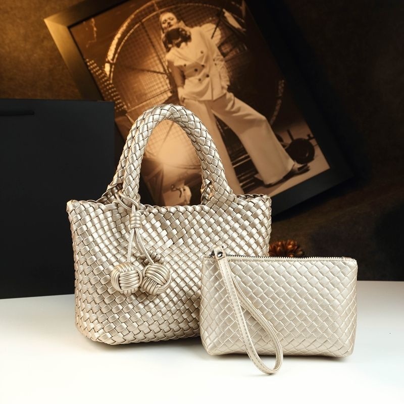 Free Shipping Designer Luxury Woven Small Bag New Elegant Crossbody Mother-daughter Bag Genuine Leather Women's Fashion Tote Shoulder Handbag Cas