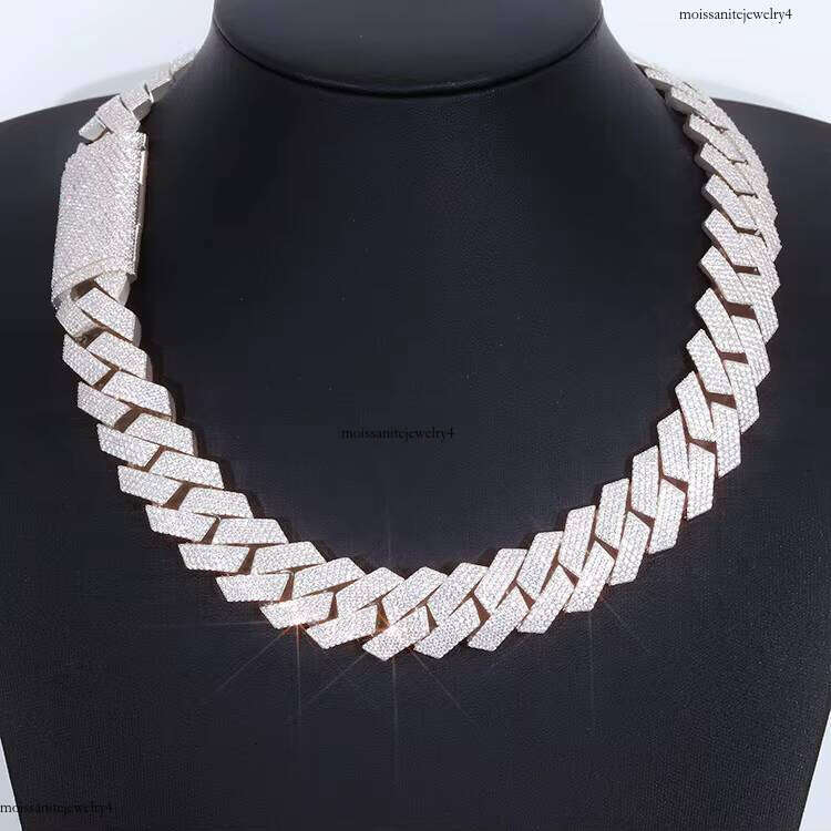 RTS Sterling Sier Gold Plated Hip Hop Jewelry 20MM 22MMwide Vvs Moissanite Cuban Link Chain