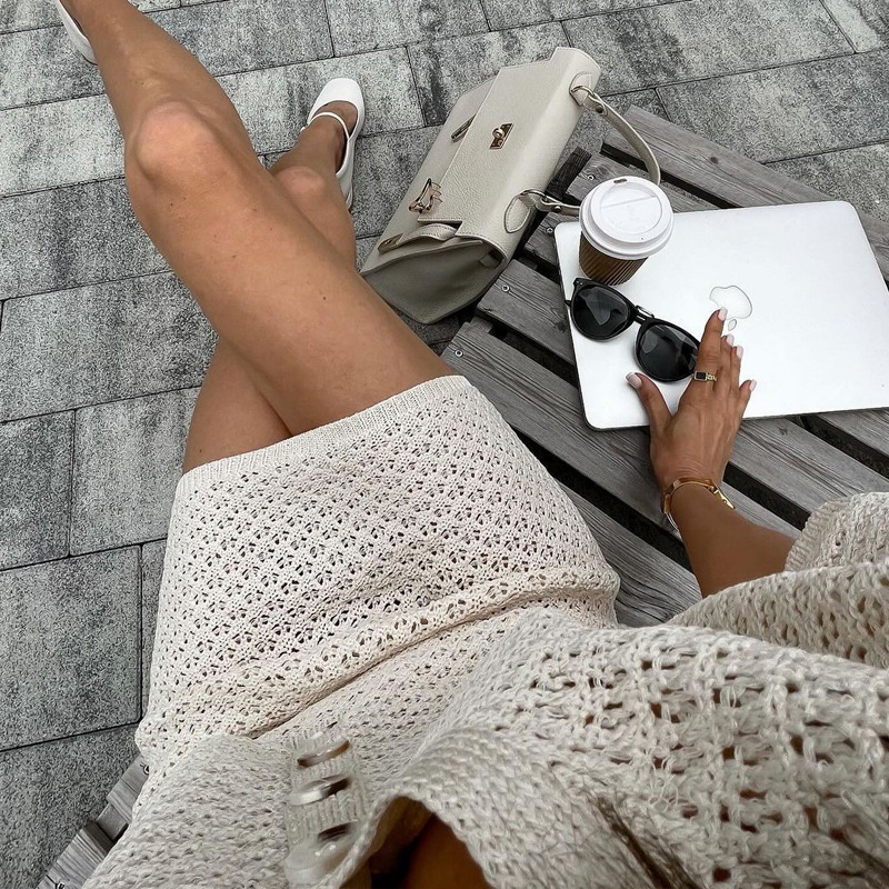 Sophisticated Lady's Light Grey Woven Jumper Ensemble