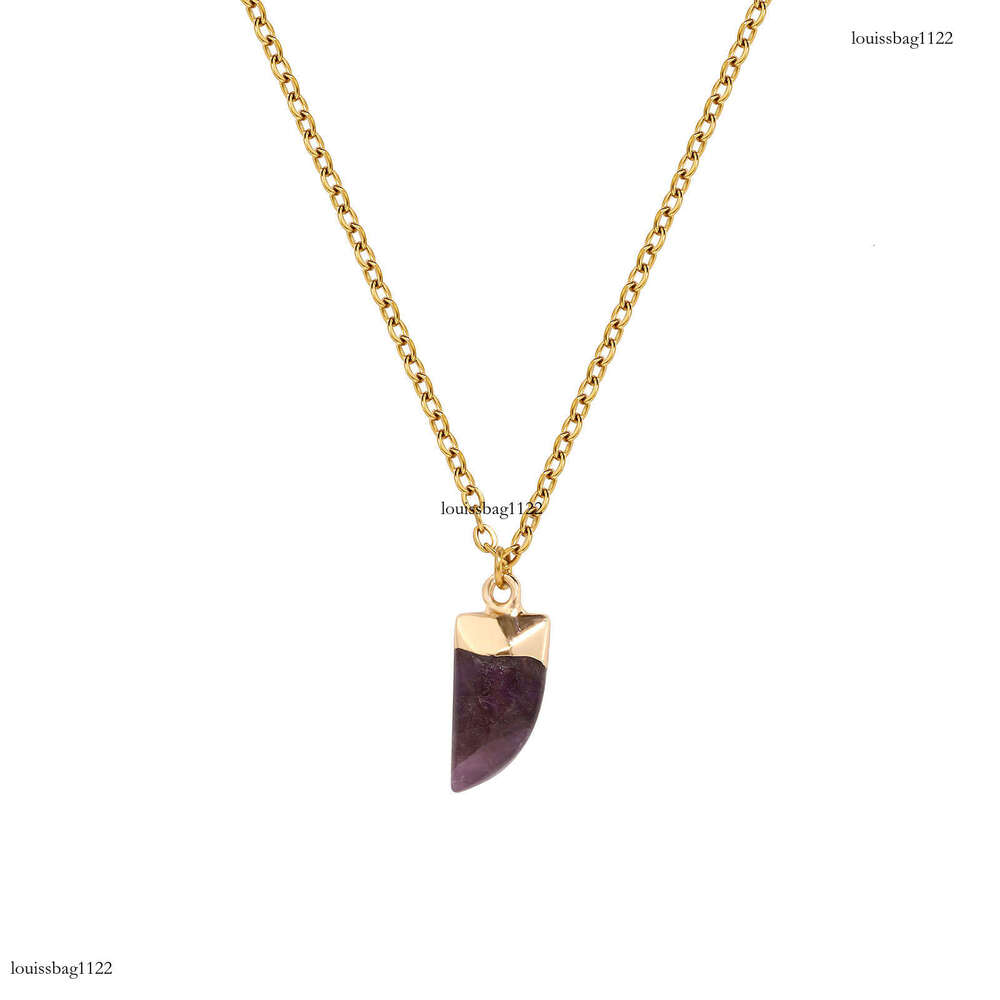 Agate Moon Natural Wolf Tooth Pendant Crystal Raw Stone Necklace