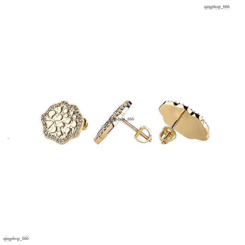 INS Hip-Hop Lotus Zircon Emed Smooth Surface Stud Unisex Personality Simple Fashion Earrings