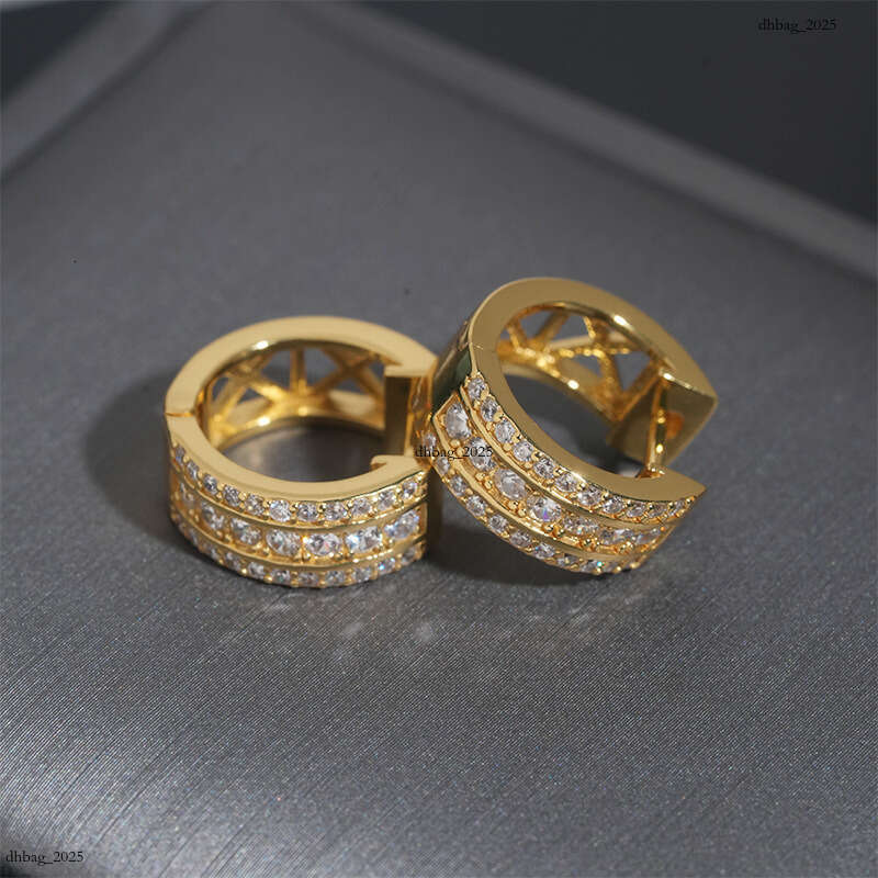 ICED OUT Sier Inlaid Zircon Earrings Unisex Personality Studs Hip Hop Trendy Brand Accessories