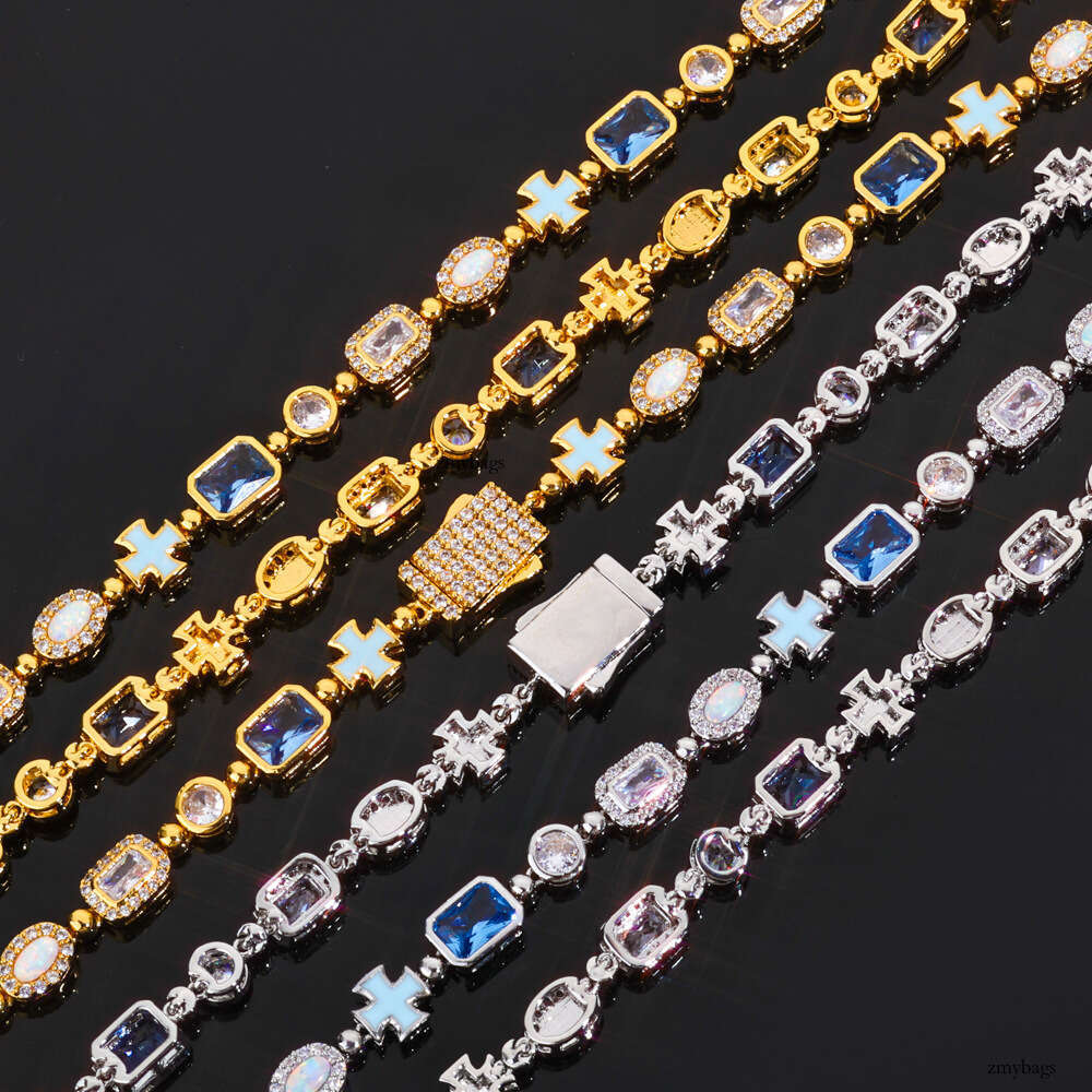 Hip Hop 6mm Cross Oil Drop Chain High-Quality Colorful Opal Men's Necklace