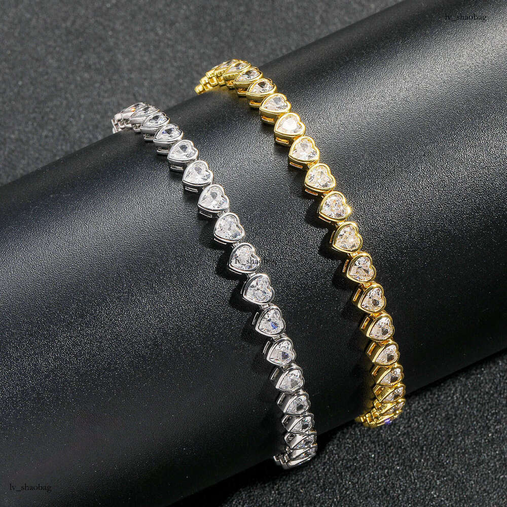 4mm Heart-Shaped Tennis Chain Love Couple Style Layered Simple Trendy Necklace Hip Hop