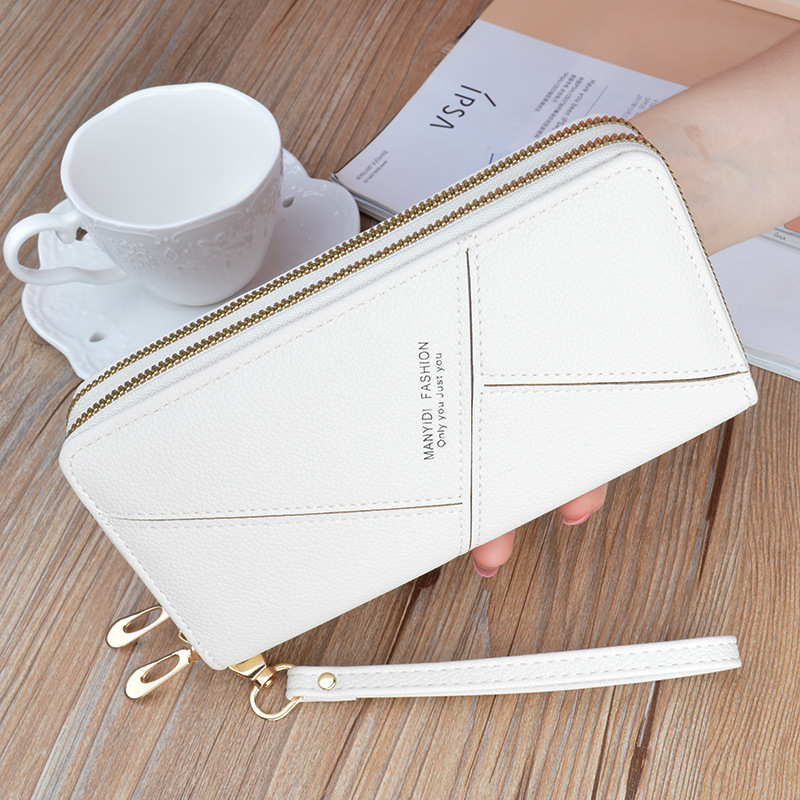 New Women's Long Wallet Double Zipper Designer Bag Clutch Fashionable Luxury Bag Lychee Pattern Soft Leather Large Capacity Double Layer Wallet P
