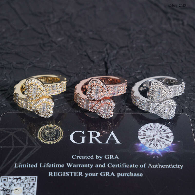 ICED OUT Hot New Sterling Silver Moissanite Heart Shape Best Selling High Quality Ring
