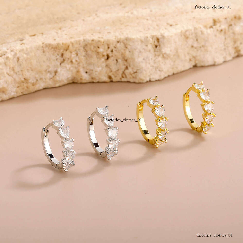Heart-shaped Hoop Sterling Silver Zircon Bling Unisex Personality Fashion Hip-hop Earrings