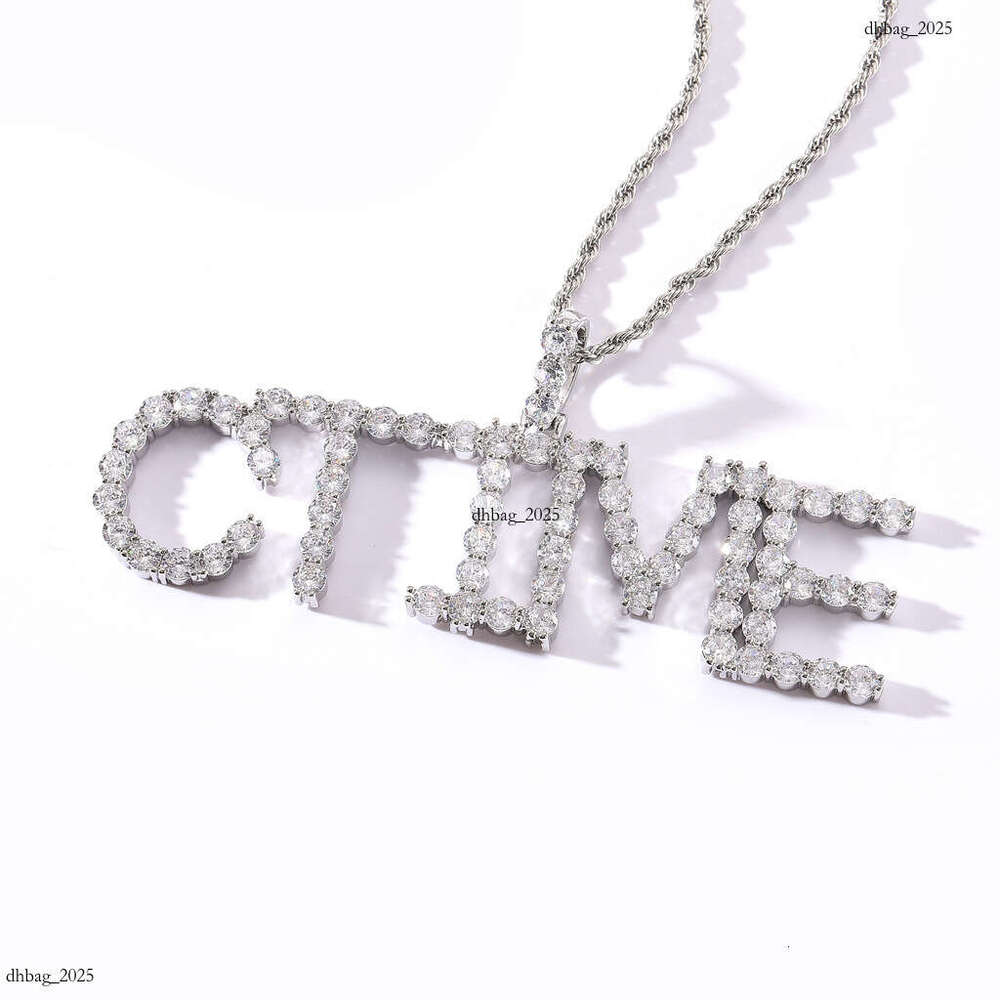 Hip Hop Simple 5mm 3mm Moissanite chain Letter Pendant Necklace Free Combination DIY Custom Splicing