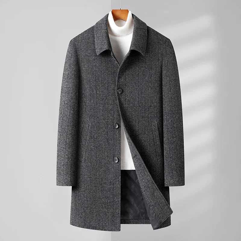 Mens Designer Knitted Wool Stretch Coat Casual Business Handsome Overcoat High Quality Fashion 2024 XJ250809