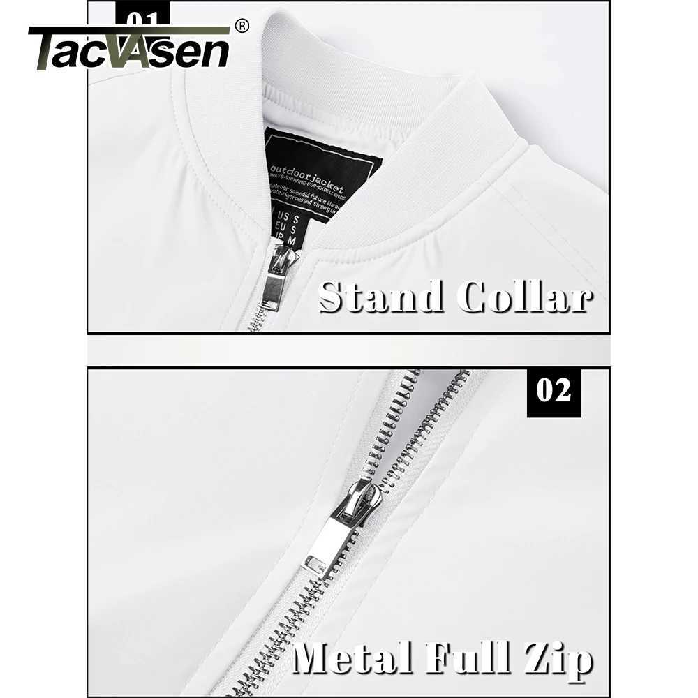 TACVASEN Mens Bomber Jacket Summer Autumn Thin Lightweight Casual Windbreaker Multi-Pockets Full Zip Up Varsity Baseball Jacket W250809