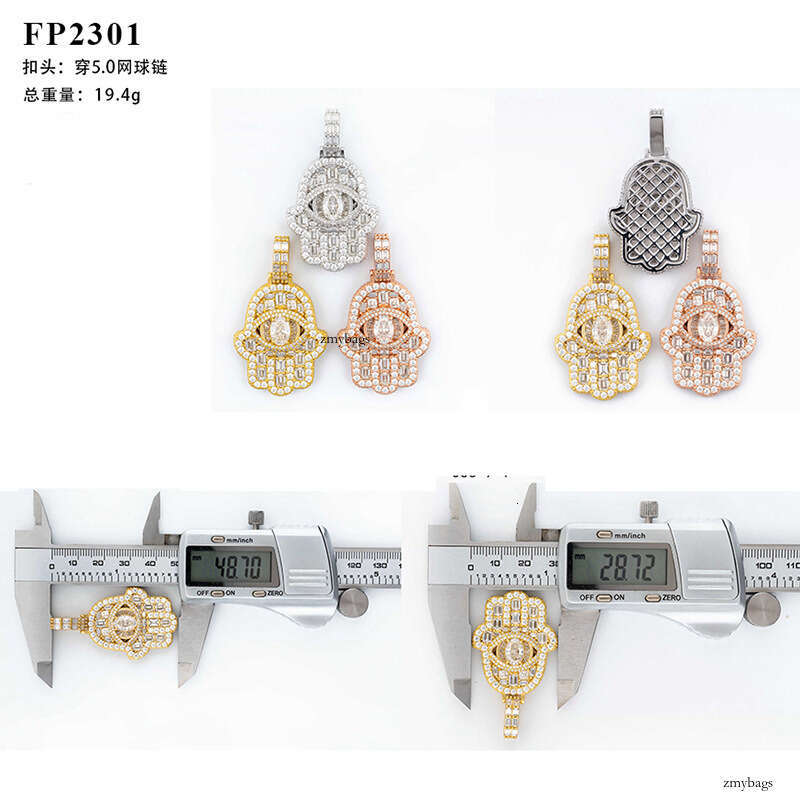 Hip-Hop Pendant Personality Fashion Unisex Necklace Accessories Sterling Silver Micro-Inlaid 5A Moissanite chain