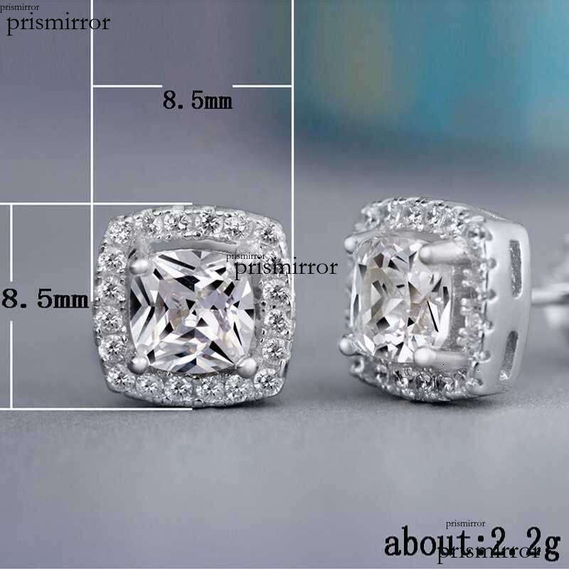 CAOSHI Square Round Cut Inlaid Stone Silver Rose Gold Plated Cubic VVS Moissaniteia Stud Earrings Women 2022