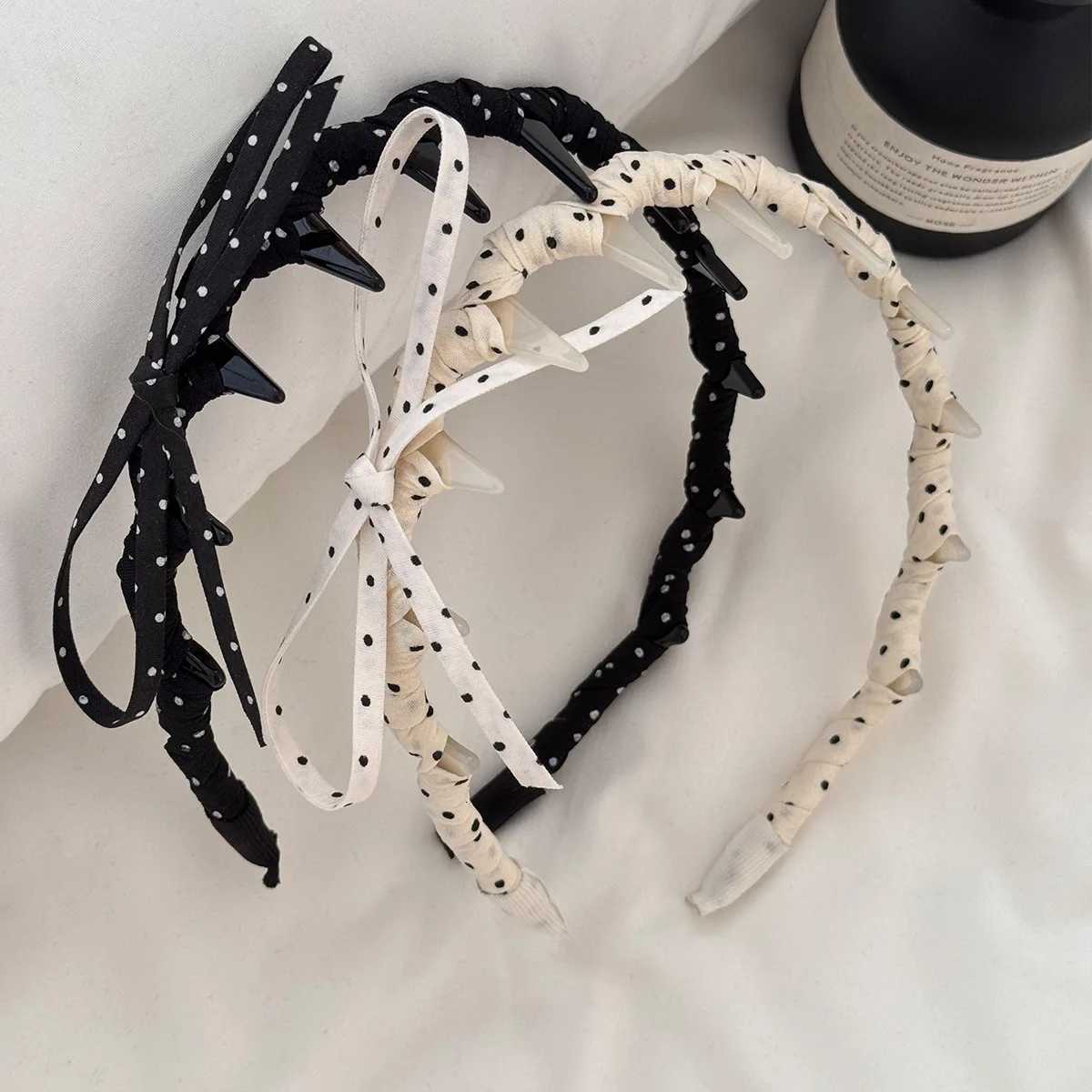 Korean Polka Dot Bow High Cranial Top Band 2025 New Summer Temperament Versatile Gear Daily External Band Y250809