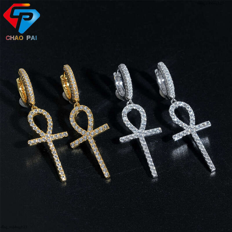 ICED OUT INS Style Cross Men's Hip Hop Earrings Fashion Street Hiphop Studs