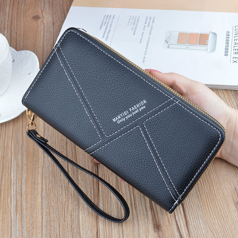 New Women's Long Wallet Double Zipper Designer Bag Clutch Fashionable Luxury Bag Lychee Pattern Soft Leather Large Capacity Double Layer Wallet P