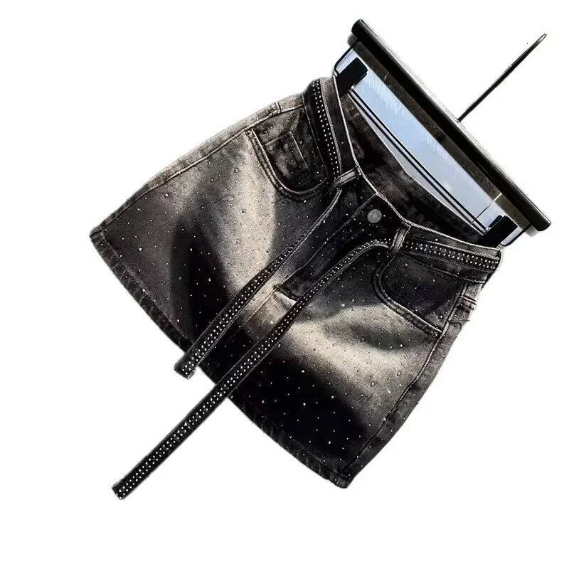 2025 Summer New Women's Summer Fashion Gradient Design Denim Mini Skirt Women's Light proof Short Skirt Fashion Cotton A-line fashion Half l