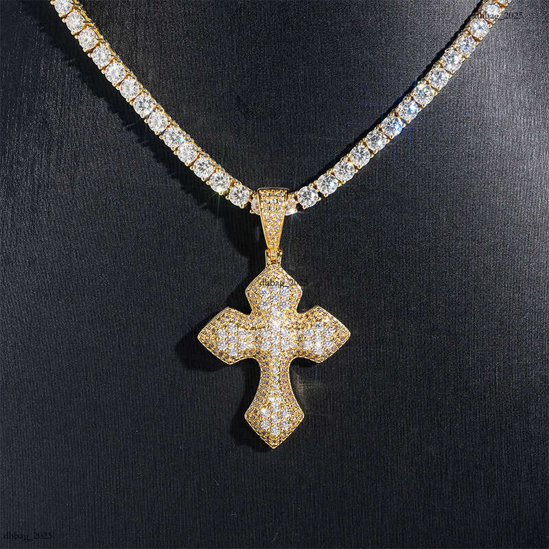 Micro-inlaid Moissanite chain Cross Pendant Hip Hop Fashion Versatile Men's Necklace Accessory 111
