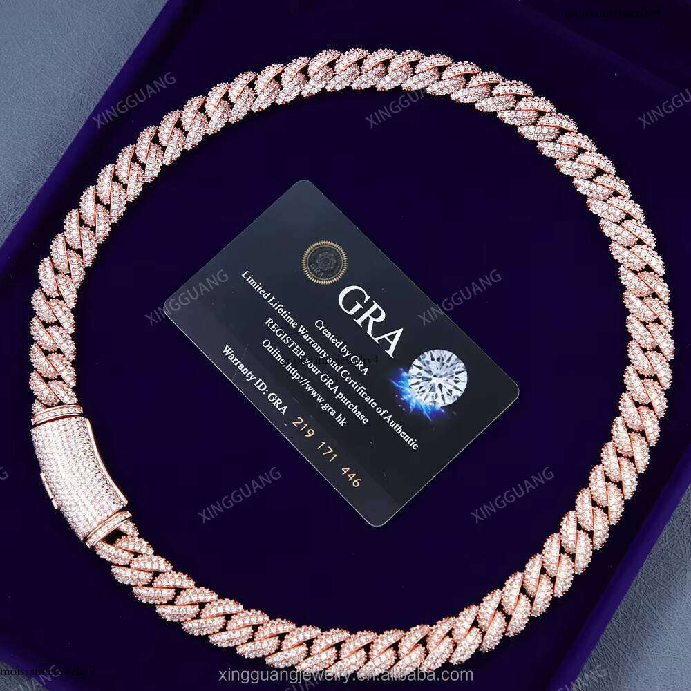 Hot Sale High Quality Hip Hop Necklace Bracelet 13MM Sier Iced Out VVS1 Moissanite Cuban Link Chain