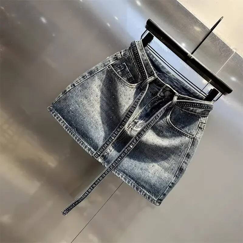 2025 Summer New Women's Summer Fashion Gradient Design Denim Mini Skirt Women's Light proof Short Skirt Fashion Cotton A-line fashion Half l