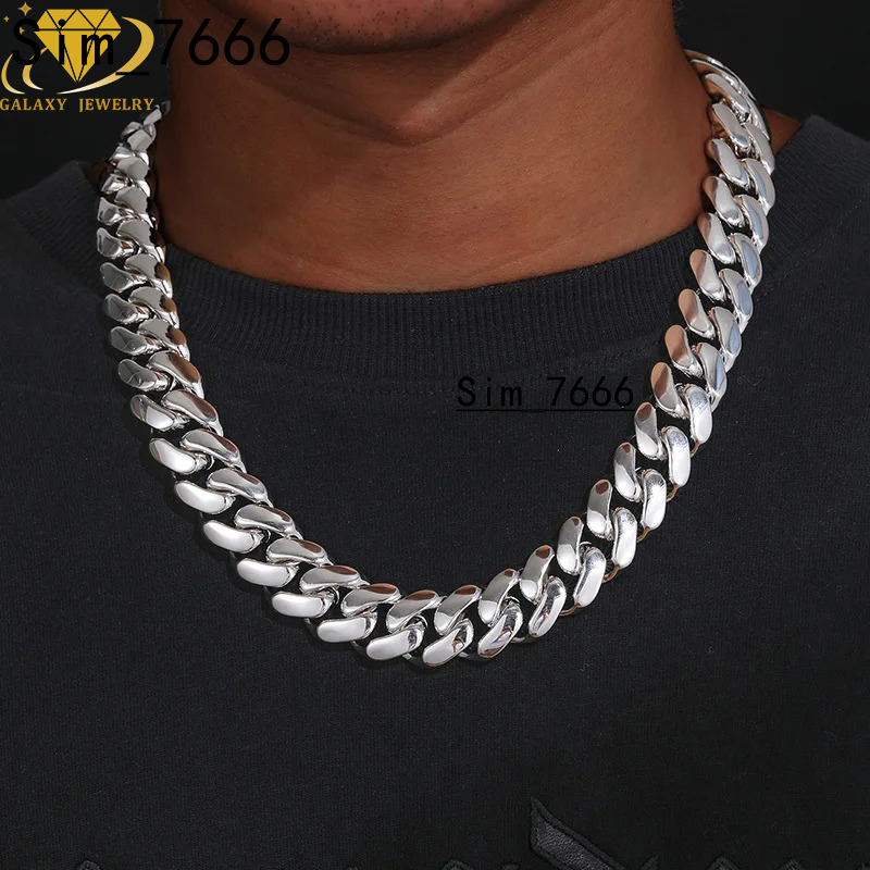 Heavy Duty Cuban Chains Solid 925 Sterling Silver 8mm-20mm Wholesale Moissanite Clasp Thick Cuban Link Bracelet Necklace