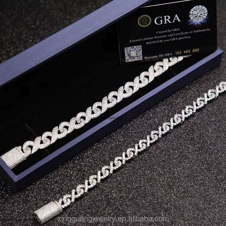 GRA Certificate Hiphop Jewelry 9mm 13mm Infinite VVS Dia Sier Moissanite Cuban Link Chain